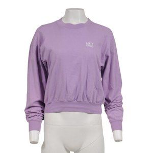 Livin Cool Womens Crewneck Sweater Medium Purple 100% Cotton Pullover Sweatshirt